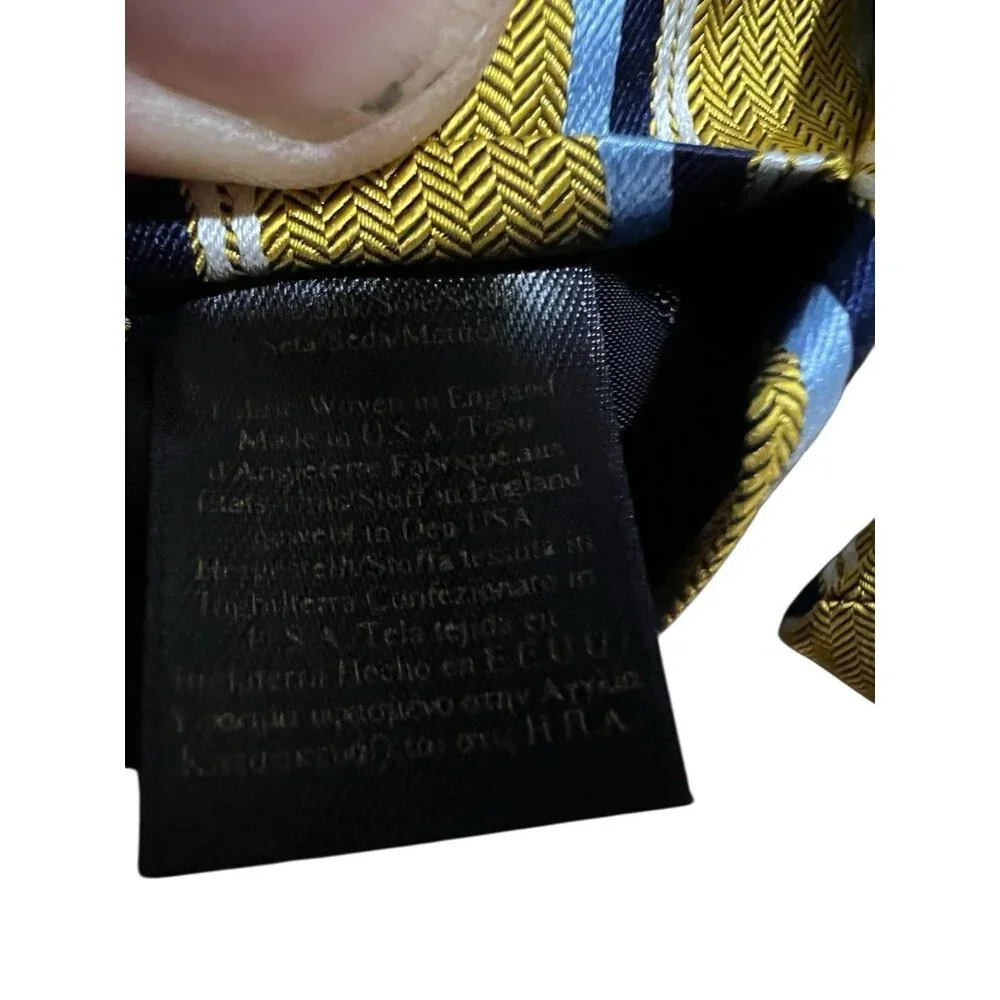 Brooks Brothers‎ Makers All Silk Neck Tie Blue Gold Blue White Stripe